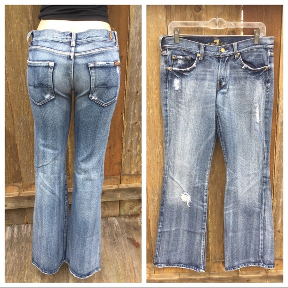 7 For All Mankind Flare Leg Distressed Sz 29 - Picture 2 of 6